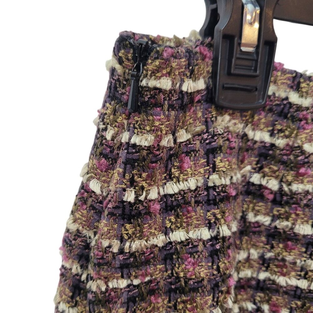 Nicole Studio Tweed Fringe Pencil Skirt Size 10 Multicolor Acrylic Polyester Ble - Picture 11 of 12